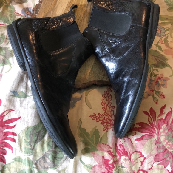 GROX RESPIRA EU47 US13 Black Leather PullOn Boots ITALY Rubbersole Wingtip NEW - Picture 9 of 16